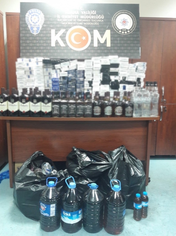 Adana’da 214 Bin Liralık Kaçak İçki Ve Sigara Ele Geçirildi
