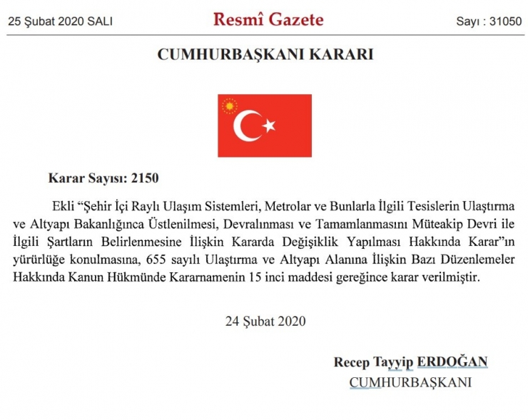 Bursa’da Metro Hattı Projesini Ulaştırma Ve Altyapı Bakanlığı Üstlendi