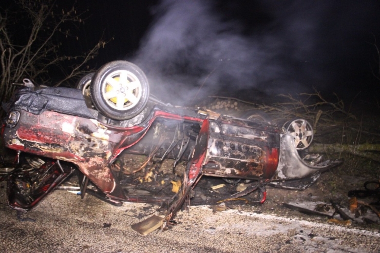 Çan’da Takla Atan Araç Alev Aldı: 1 Ağır Yaralı