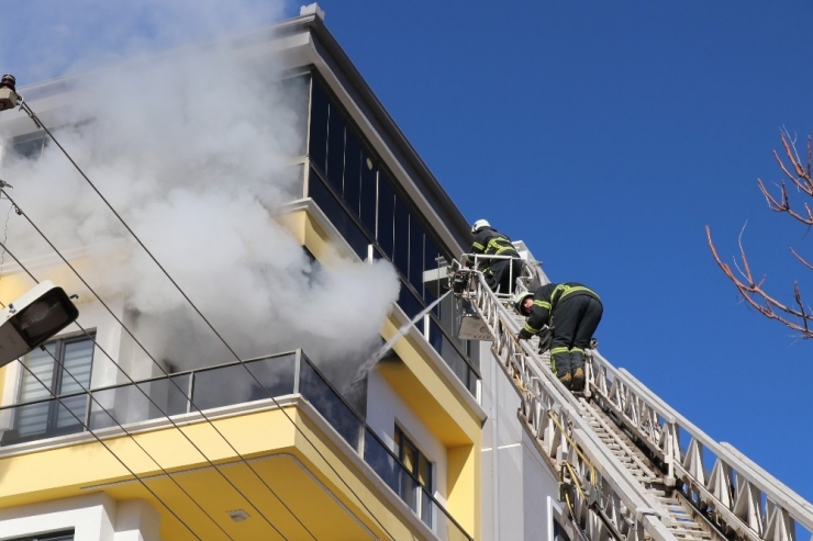 Alevlere Teslim Olan Dairedeki Kuşu İtfaiye Kurtardı