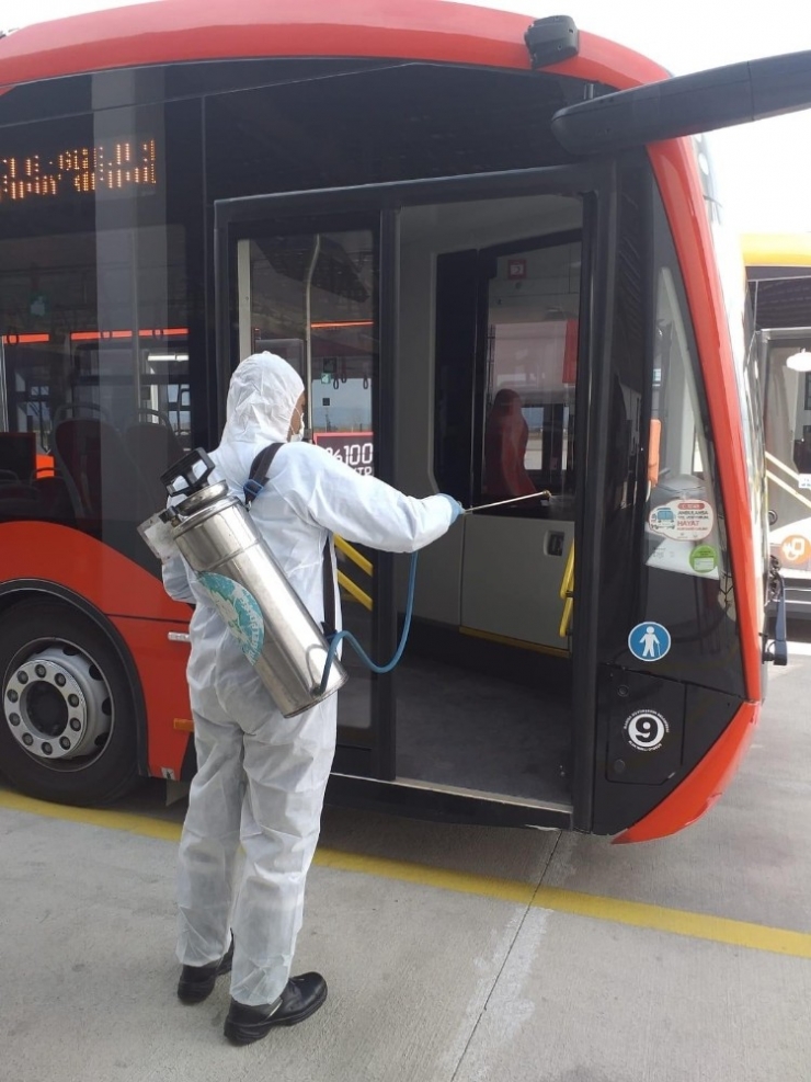 Manisa’da Otobüsler Dezenfekte Edildi