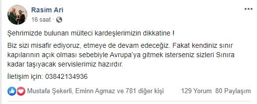 Nevşehir’den Avrupa’ya Gitmek İsteyen Mültecilere Ücretsiz Servis