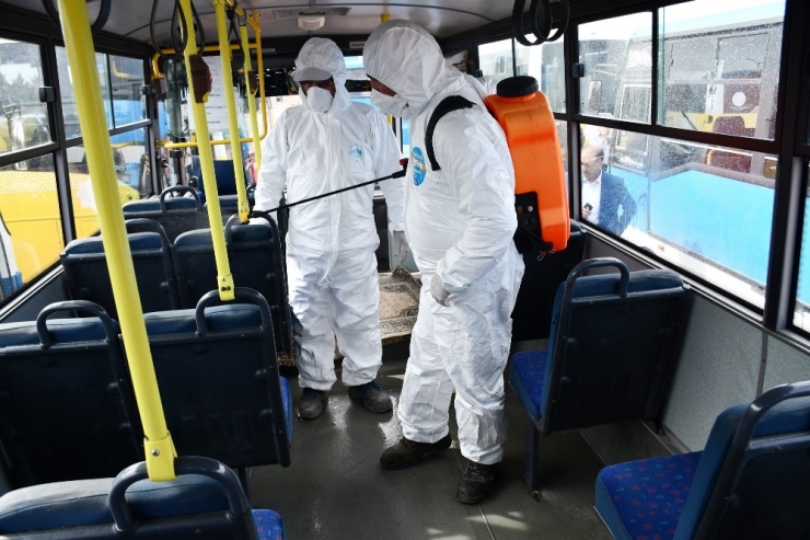 Aksaray’da Toplu Taşıma Araçları Dezenfekte Edildi