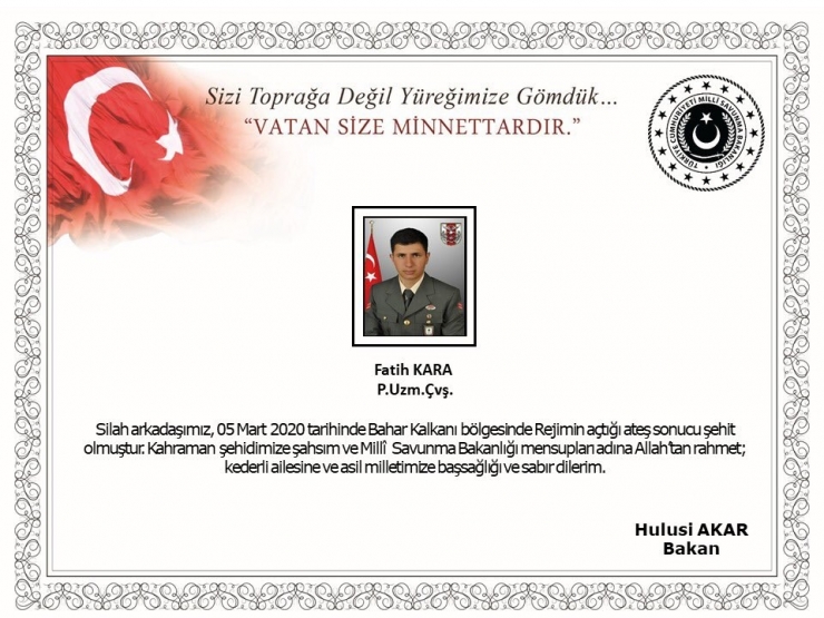 Msb: “Bahar Kalkanı Bölgesinde 2 Asker Şehit Oldu, 3 Asker Yaralandı”