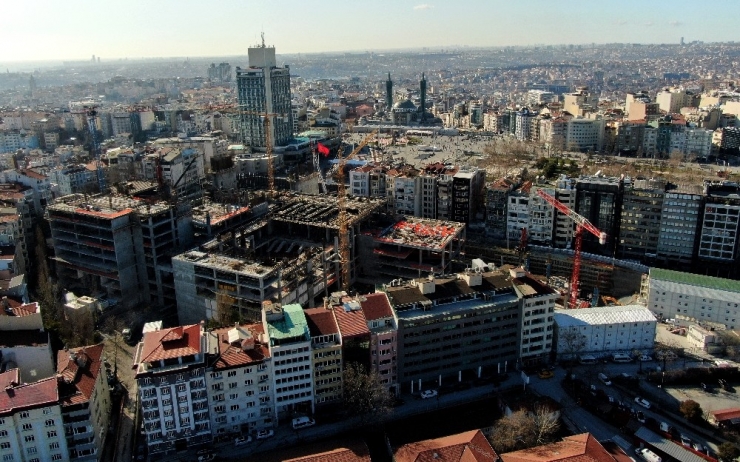 Taksim Akm’de Son Durum Havadan Görüntülendi