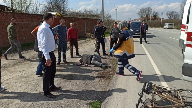 Otomobille Bisiklet Çarpıştı; 1 Yaralı