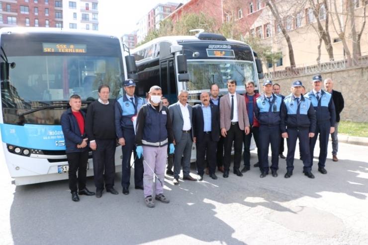 Niğde’de Otobüsler Dezenfekte Edildi