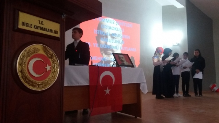 Dicle’de İstiklal Marşı’nın Kabulü Ve Mehmet Akif Ersoy’u Anma Etkinlikleri
