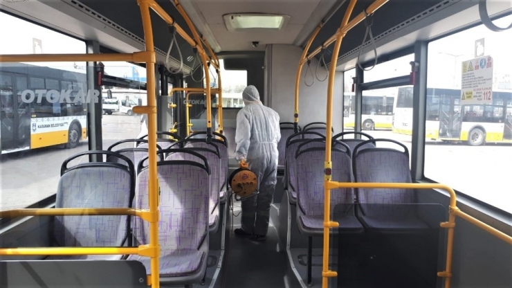 Karaman’da, Belediye Otobüslerinde Dezenfeksiyon Yapıldı