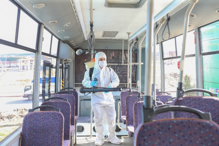 Kütahya Otobüs Durakları Dezenfekte Edildi