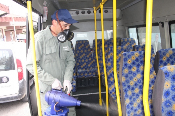 Manavgat’ta Toplu Taşıma Araçlarına Dezenfekte