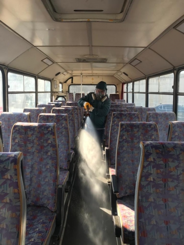 Gebze’de Otobüsler Dezenfekte Ediliyor
