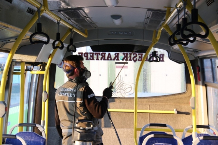 Toplu Taşıma Araçlarında Koronovirüs Temizliği Yapıldı