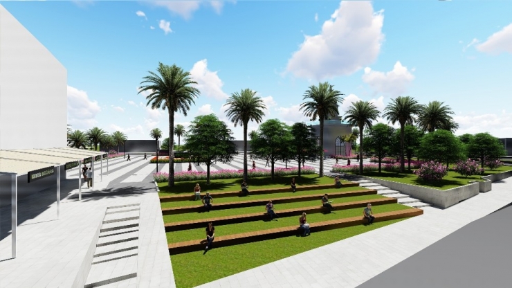 Büyükşehir Belediyesi Kemer Cumhuriyet Meydanı’nı Yeniliyor