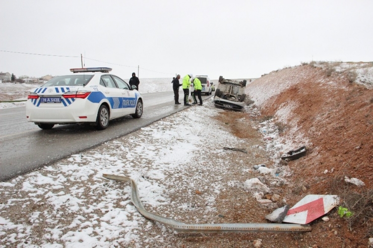Karaman’da Otomobil Takla Attı: 1 Yaralı