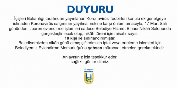 Nikahlara En Fazla 10 Kişi Gelebilecek