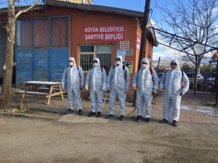 Hüyük’te Koronavirüse Karşı Dezenfekte Çalışmaları