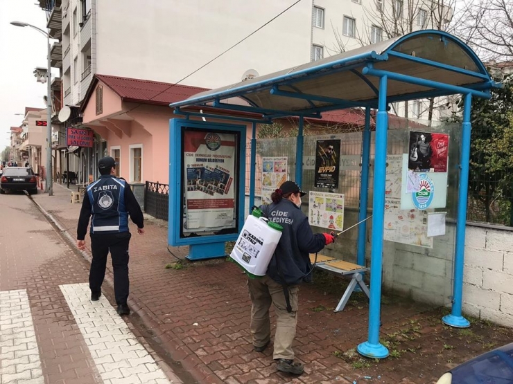 Cide’de Koranavirüs Tedbirleri Kapsamında Her Yer Dezenfekte Ediliyor