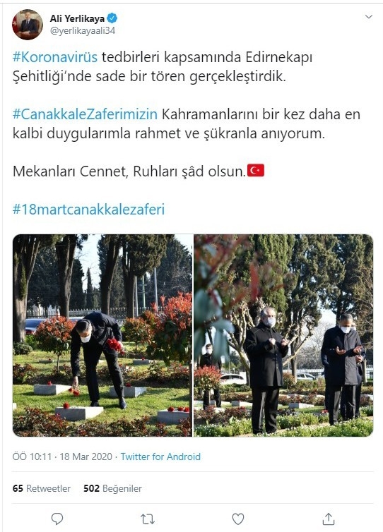 Korona Virüsü Nedeniyle Çanakkale Zaferi’nin 105. Yılında Sade Bir Tören Yapıldı