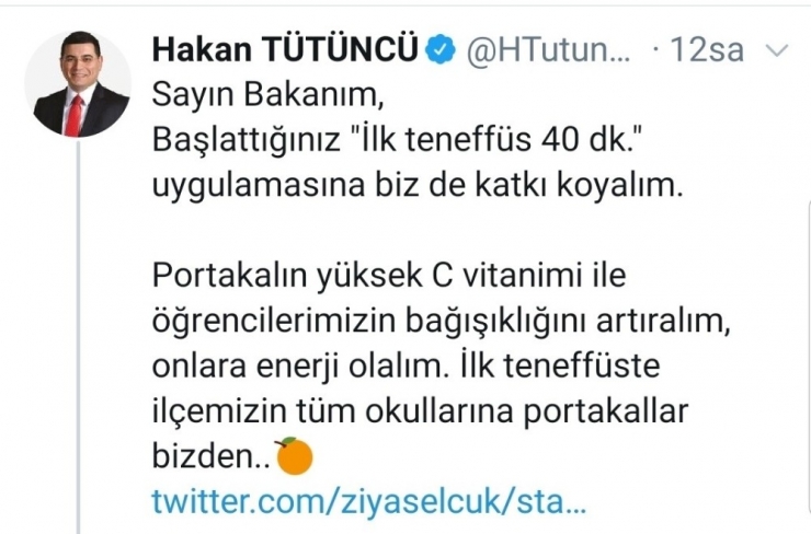 Tütüncü’den 40 Dakikalık Teneffüse Portakal Sözü