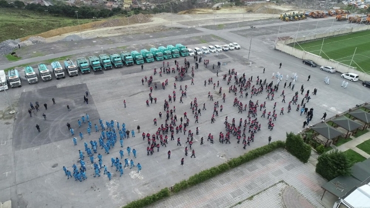 Cadde Ve Sokakları Temizleyen Temizlik Ordusu Havadan Görüntülendi