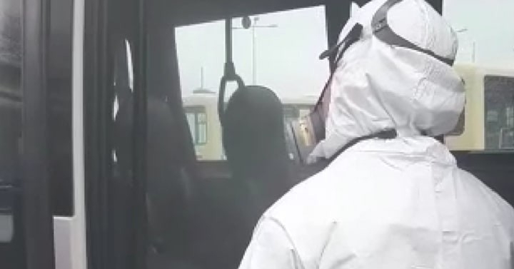 Şehir İçi Minibüslere Dezenfeksiyon Çalışması