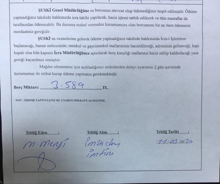 Şanlıurfa Belediyesi, Borcunu Ödeyemeyen Su Abonelerine Haciz Gönderdi