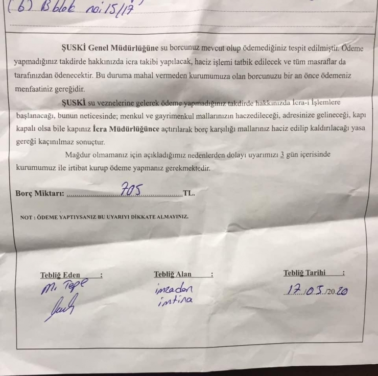 Şanlıurfa Belediyesi, Borcunu Ödeyemeyen Su Abonelerine Haciz Gönderdi