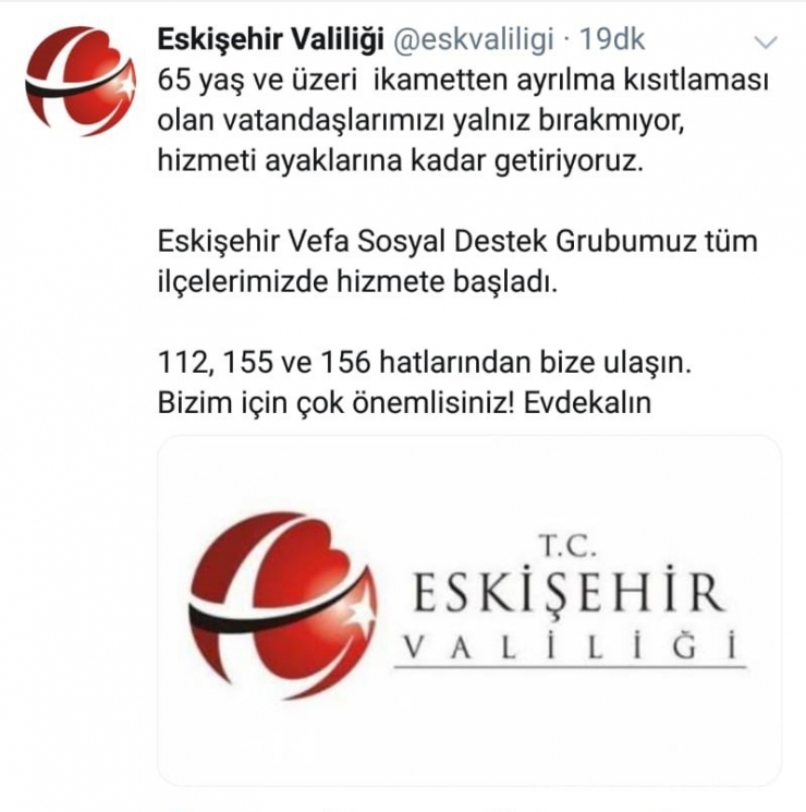 Eskişehir Valiliğinden Anlamlı Mesaj