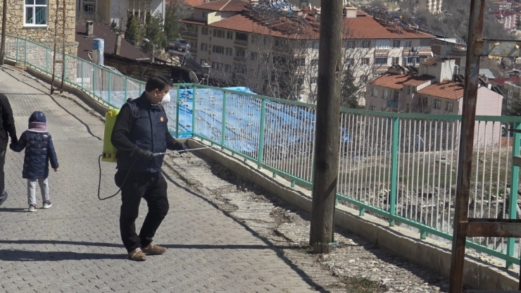 Karaman’da İki Muhtar Mahallelerini Kendi İmkanları İle Dezenfekte Etti