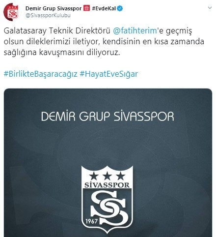 Sivasspor’dan Fatih Terim’e Geçmiş Olsun Mesajı