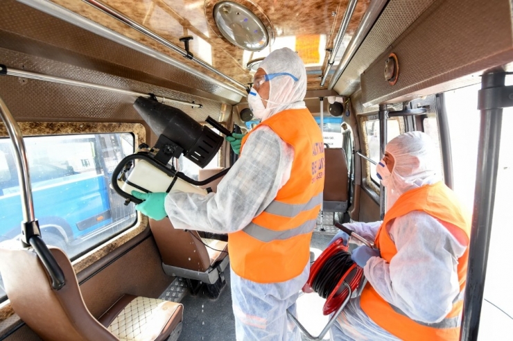 Altındağ’da Dolmuşlar Dezenfekte Edildi