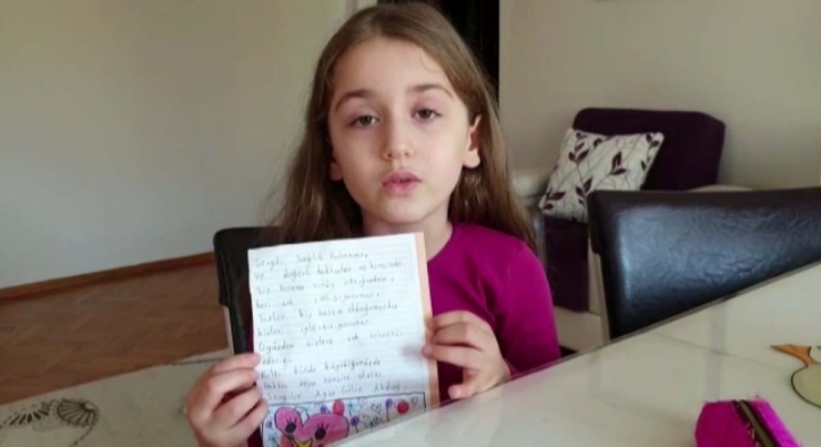 Miniklerden Bakan Koca Ve Sağlık Çalışanlarına Teşekkür Mektubu