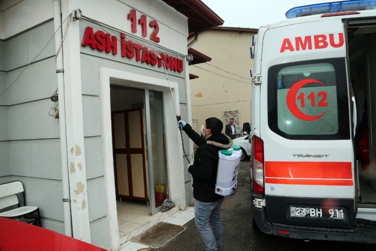 Elazığ’da Korona Virüsüne Karşı Dezenfekte Çalışmaları Sürüyor