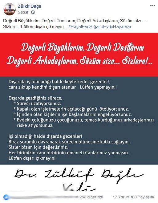 Vali Dağlı’dan Sokakta Gezenlere Çağrı