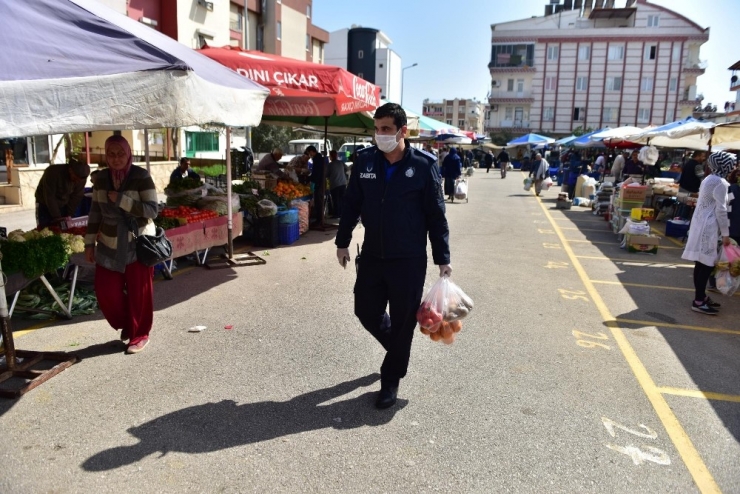 Kepez Zabıtası Yaşlılar İçin Pazar Ve Market Alışverişinde