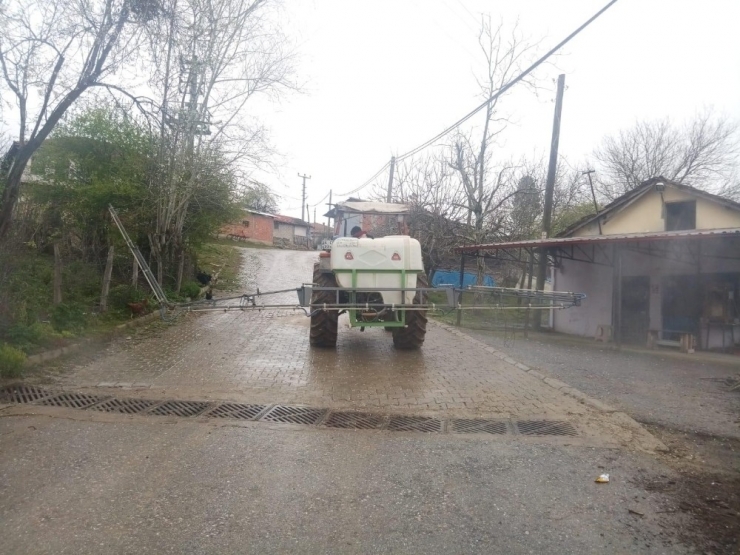 Muhtar Ve Azaları Mahallenin Her Yerini Dezenfekte Ettirdi