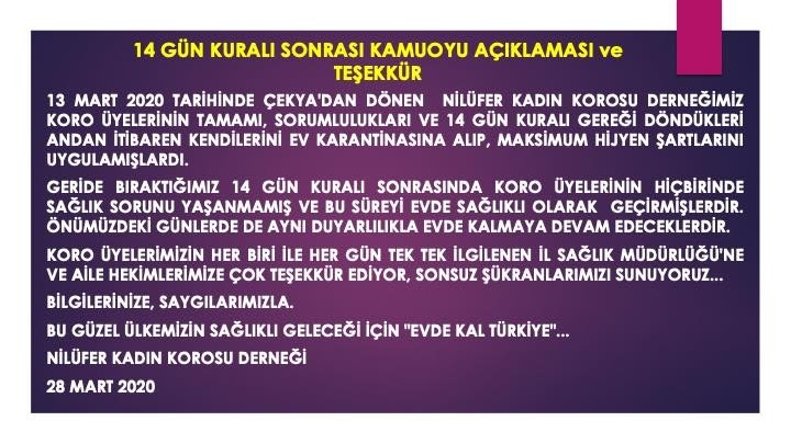 Avrupa Turnesinde Koronavirüs İçin Şarkı Yazan Nilüfer Kadın Korosu 14 Günlük Karantinadan Çıktı