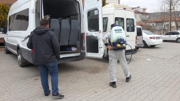 Keskin’de Servis Araçları Dezenfekte Ediliyor