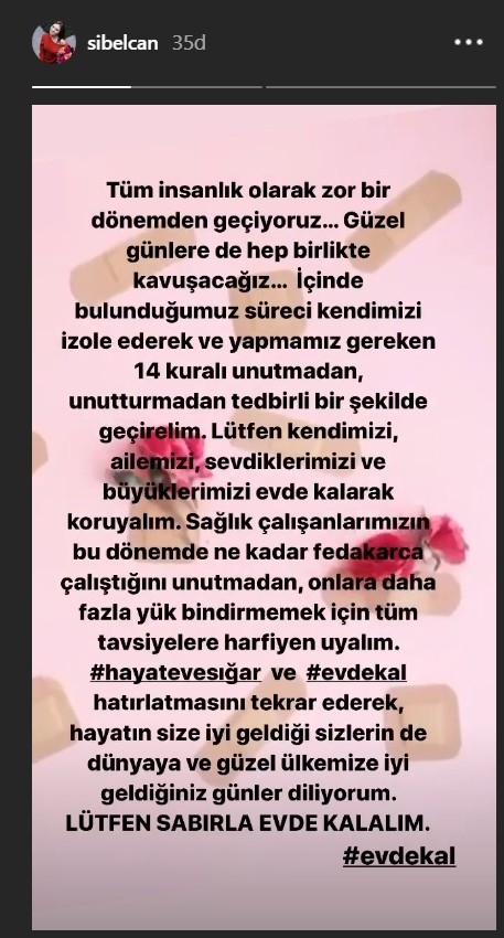 Ünlü Şarkıcı Sibel Can’dan Evde Kal Çağrısı