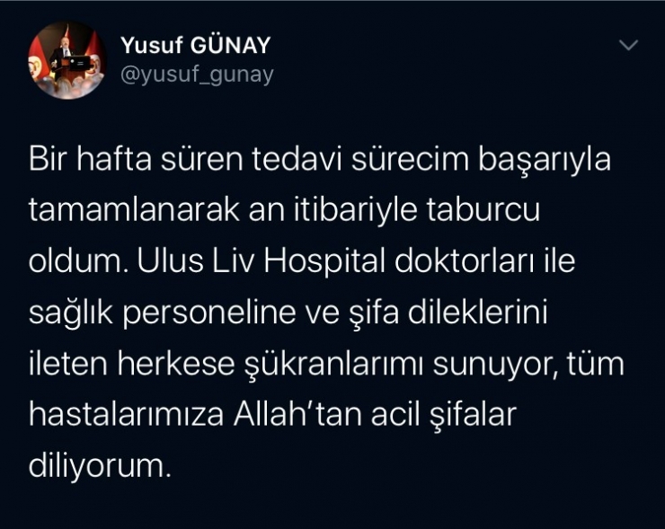 Yusuf Günay Taburcu Edildi