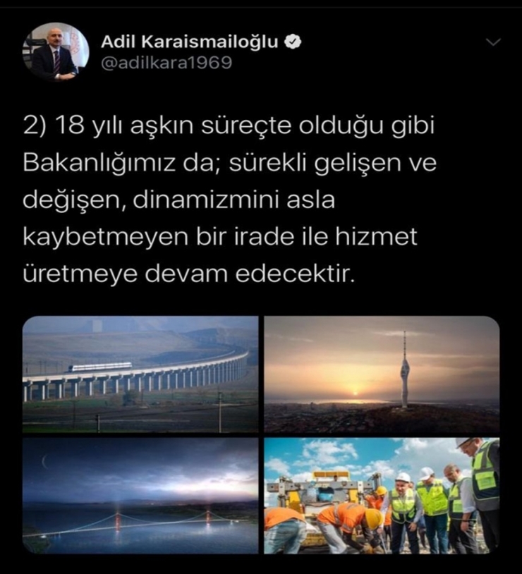 Ulaştırma Ve Altyapı Bakanı Karaismailoğlu: “Bakanlığımız Dinamizmini Asla Kaybetmeden Hizmet Üretmeye Devam Edecektir”