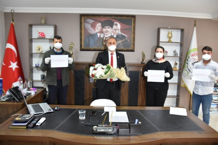 1. Yılını Dolduran Başkana Sosyal Mesafeli Ziyaret