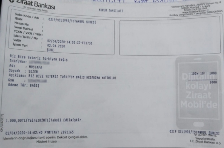 "Evde Kal"dı Bağış Yapmaktan Geri Kalmadı