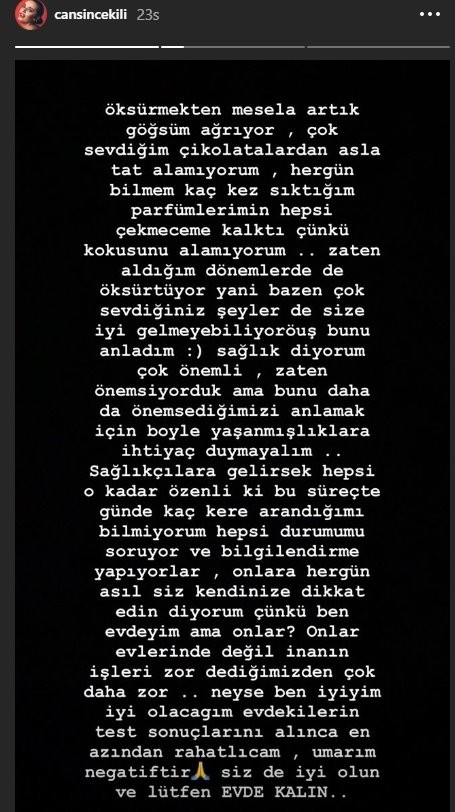 Oyuncu Cansın Çekili Korona Virüse Yakalandı