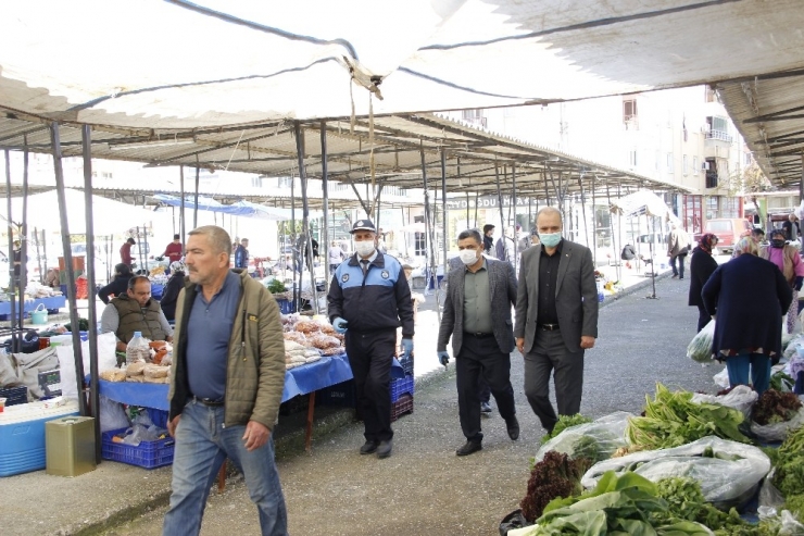 Başkan Uzundemir Koronavirüs Önemleri Alınan Pazaryerinde İncelemelerde Bulundu