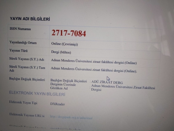 Adü Ziraat Fakültesi Dergisi Online Erişim İle Bilim İnsanlarına Sunuldu