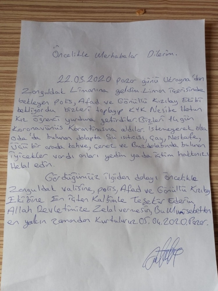 14 Günlük Karantina Sonrası Yürek Isıtan Mektup