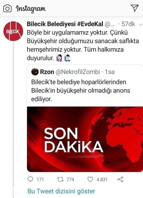 Bilecik Belediyesinden ’Biz Büyükşehir Değiliz’ Anonsu İle İlgili Açıklama
