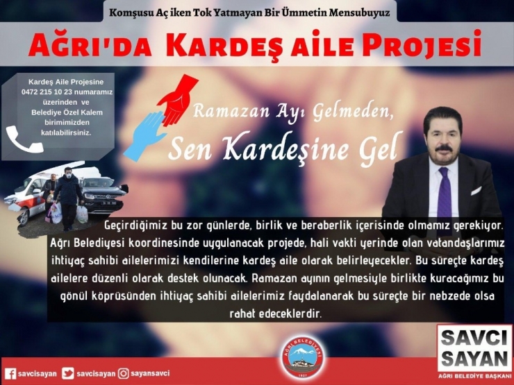 Ağrı Belediyesi “Kardeş Aile Projesi" Başlattı